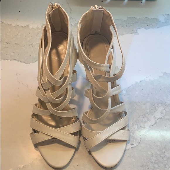 Cream Lacey Open Toed Sandals - Picture 2 of 5